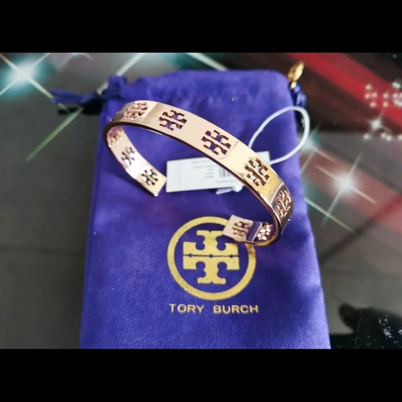 Authentic TORY BURCH NEW Rose gold PIERCED T CUFF BRACELET NEW with tags - Picture 11 of 11